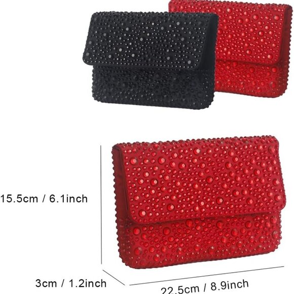 Evening Clutch Purses for Women Ladies Sparkling Wedding Crystal Rhinestone Bag - Picture 3 of 6